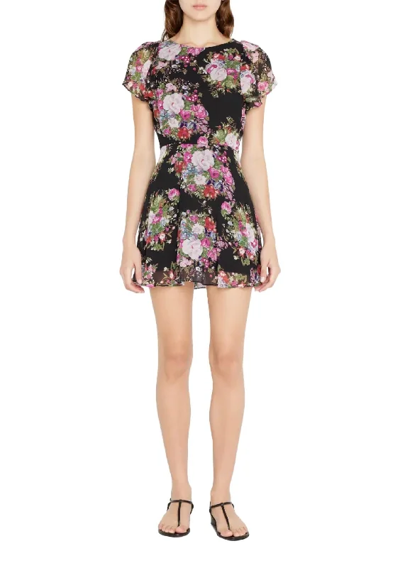 Garner Dress In Black Floral Midnight Muse