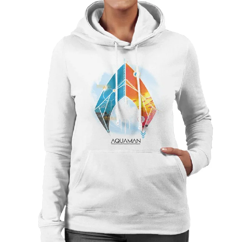 Aquaman Blue And Orange Symbol Atlans Trident Women's Hooded Sweatshirt