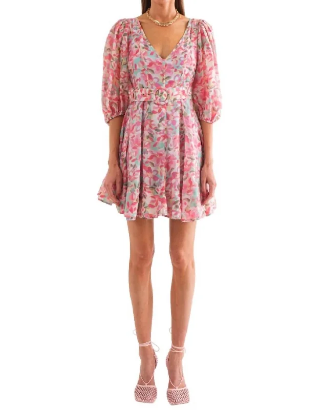 Asher Mini Dress In Pink Multi