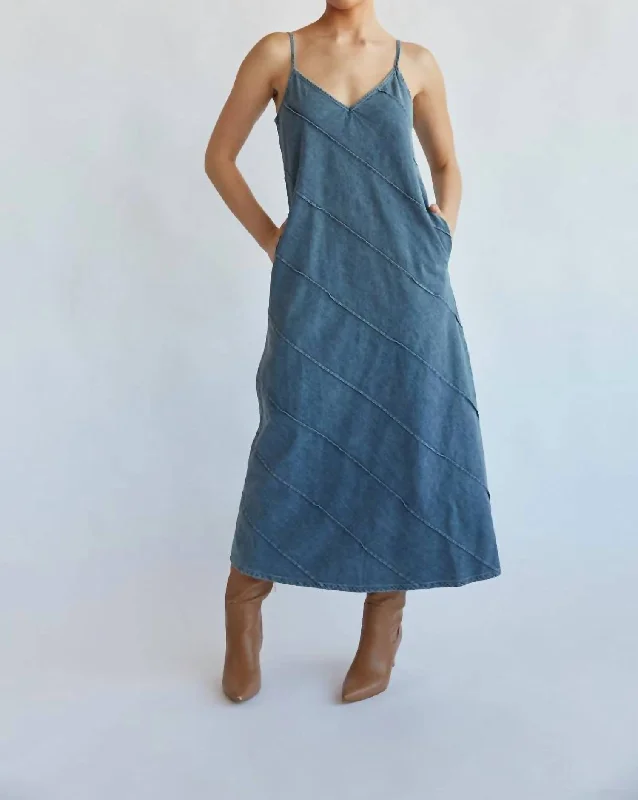 Diagonal Denim Dress In Blue