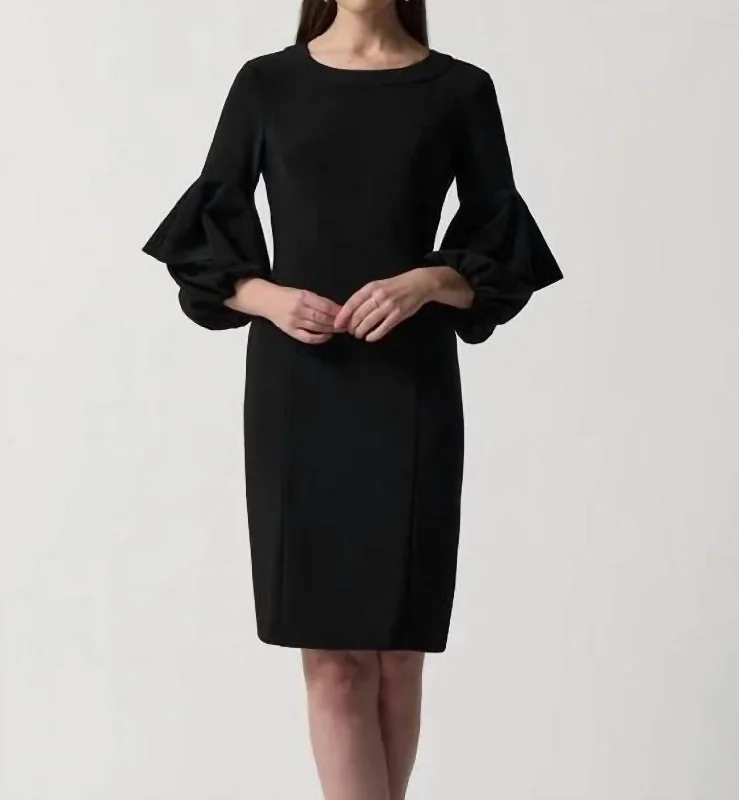 Ruffle Sleeve Dress In Black