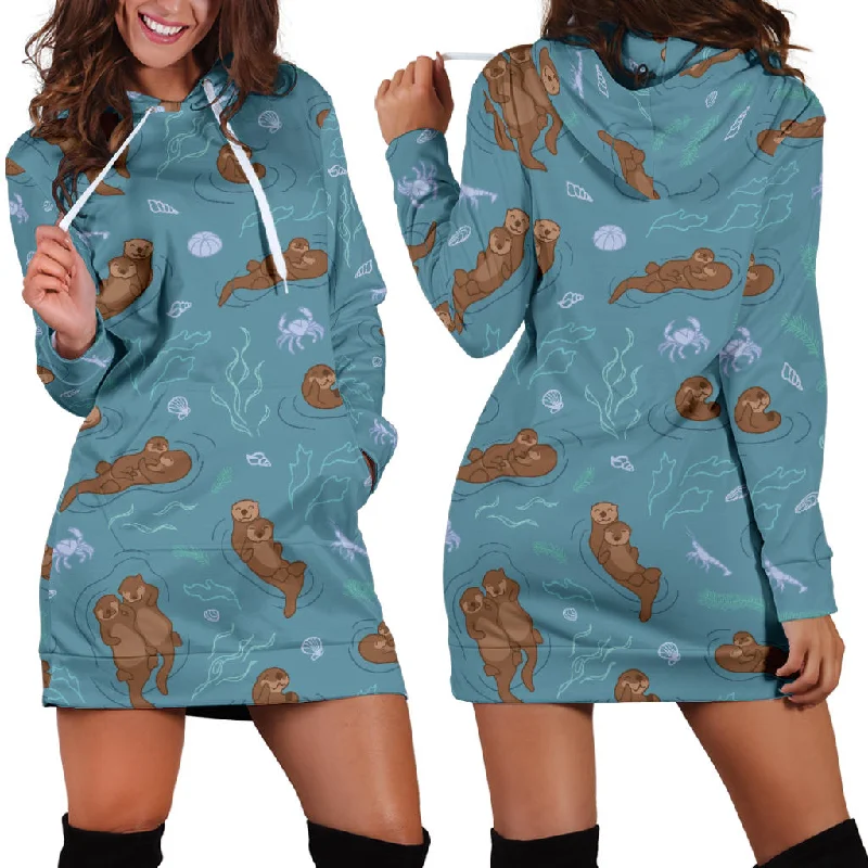 Sea Otters Pattern Women'S Hoodie Dress