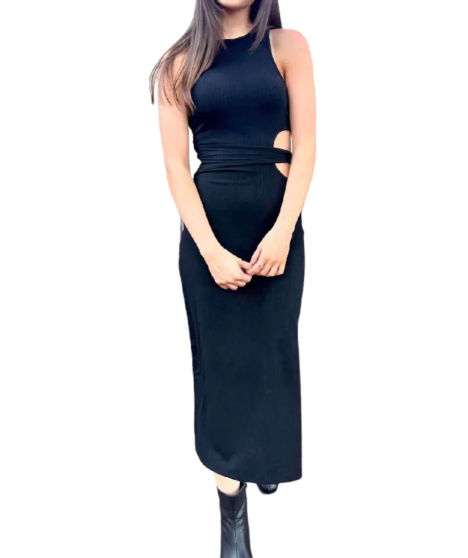 Cut It Out Midi Dress In Black