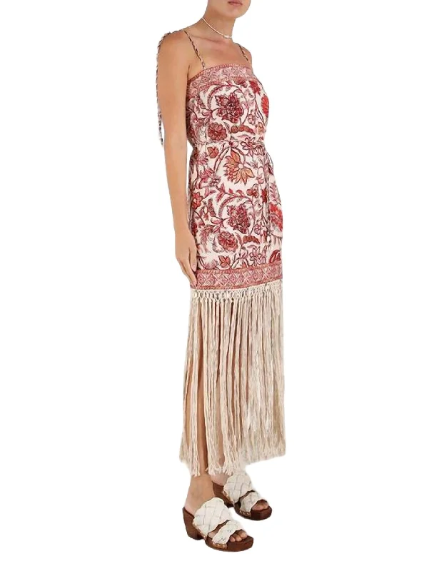 Women's Vitali Fringe Mini Dress In Sepia Floral