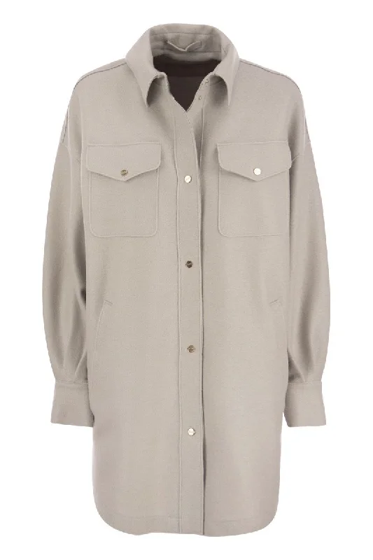 Resort shirt in lightweight boiled wool