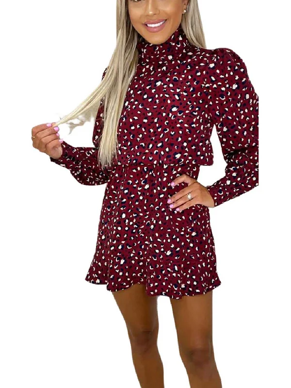 Womens High Neck Short Mini Dress