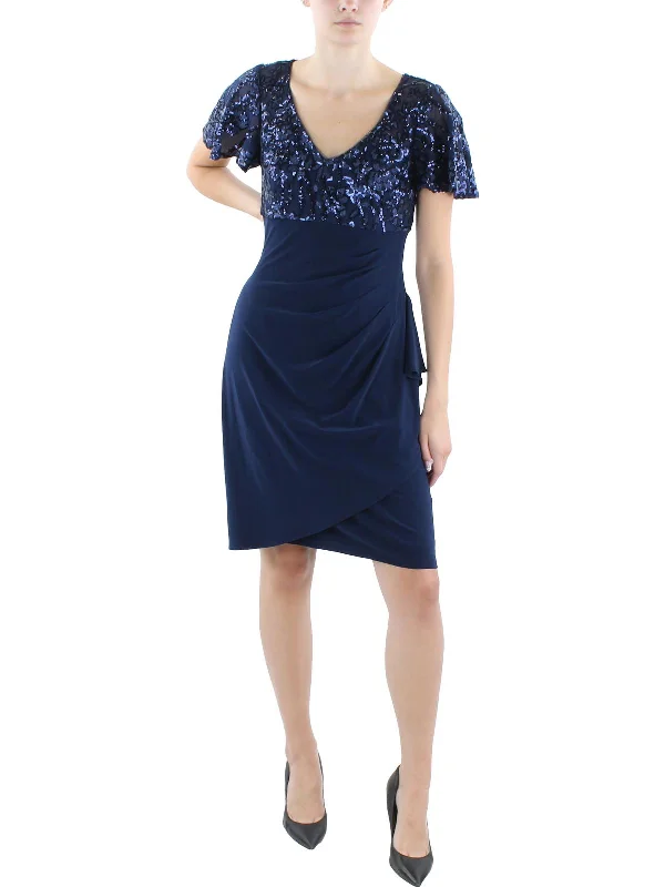 Womens Sequined Knee-Length Cocktail And Party Dress