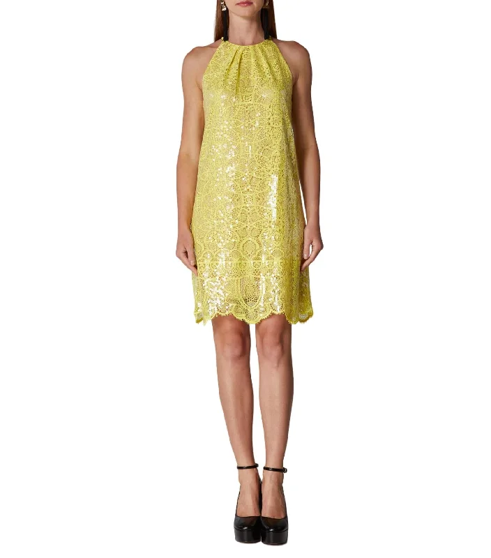 Sequin Midi Dress In Citrus