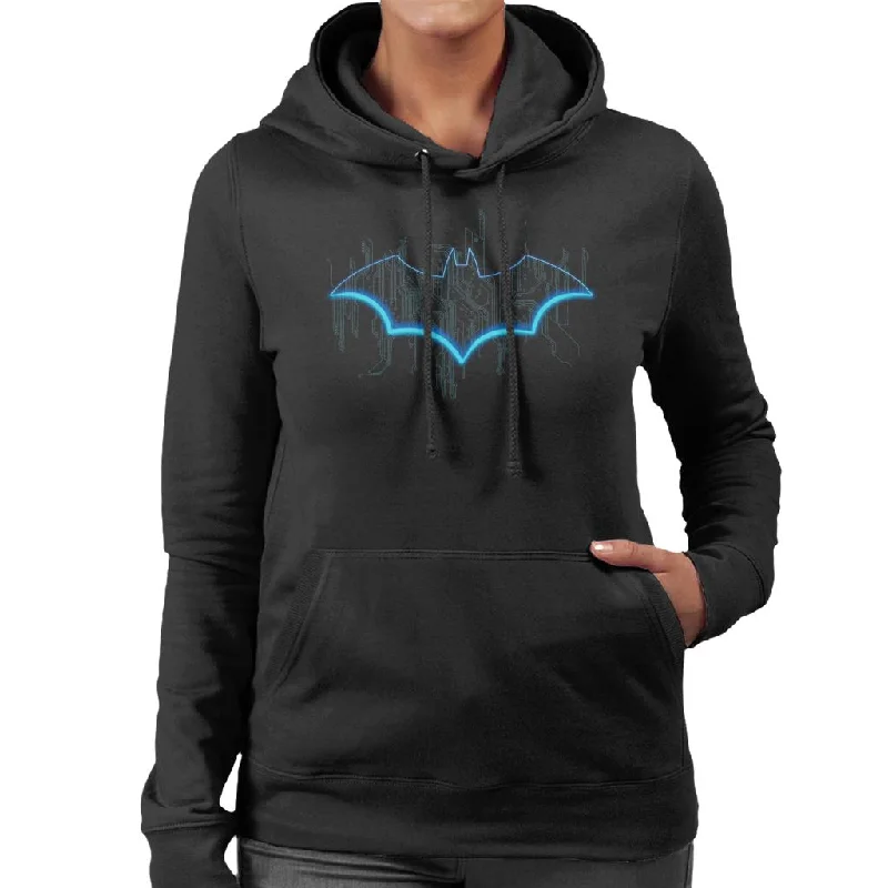 Batman Neon Blue Bat Symbol Women's Hooded Sweatshirt