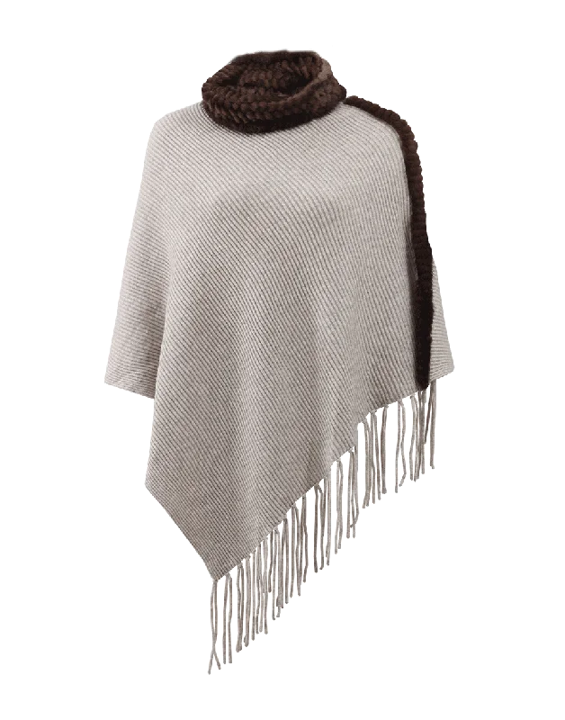 Cassandra Poncho With Mink Collar