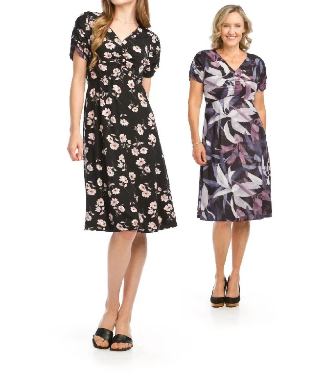 Dottie Floral Reversible Midi Dress In Black