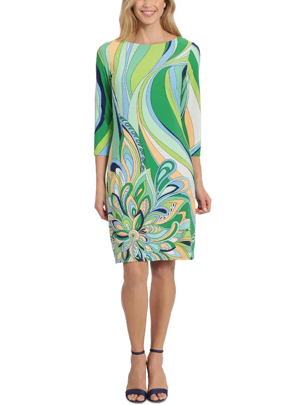 Womens Knee-Length Printed Sheath Dress