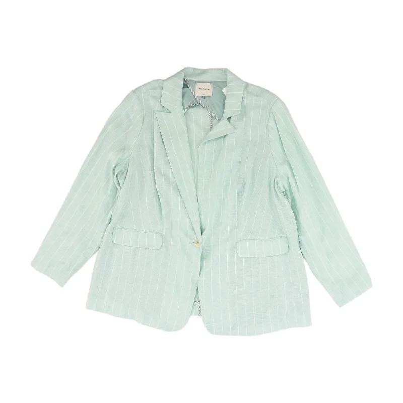 Turquoise Striped Blazer