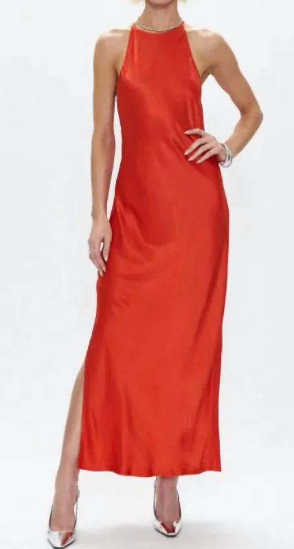 Kristi Halter Slip Dress In Poppy