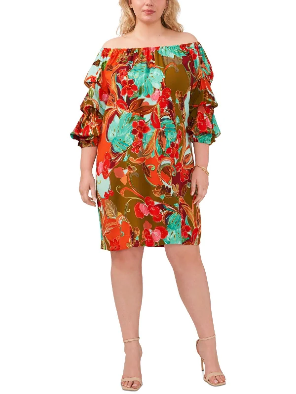 Plus Womens Printed Rayon Mini Dress