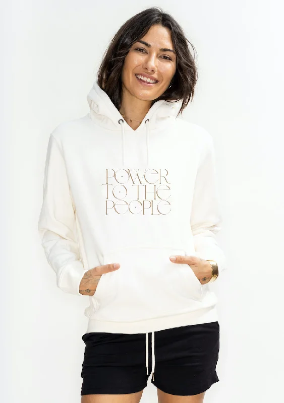 'Power to the People' Heavyweight Cotton Fleece Unisex Hoodie - Cream