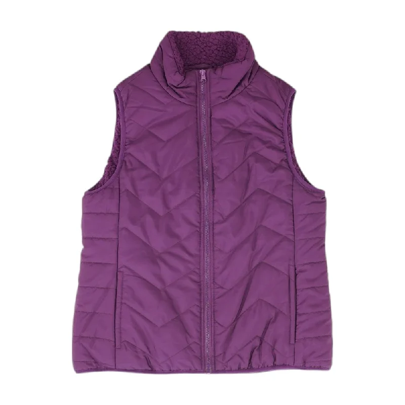 Purple Solid Puffer Vest