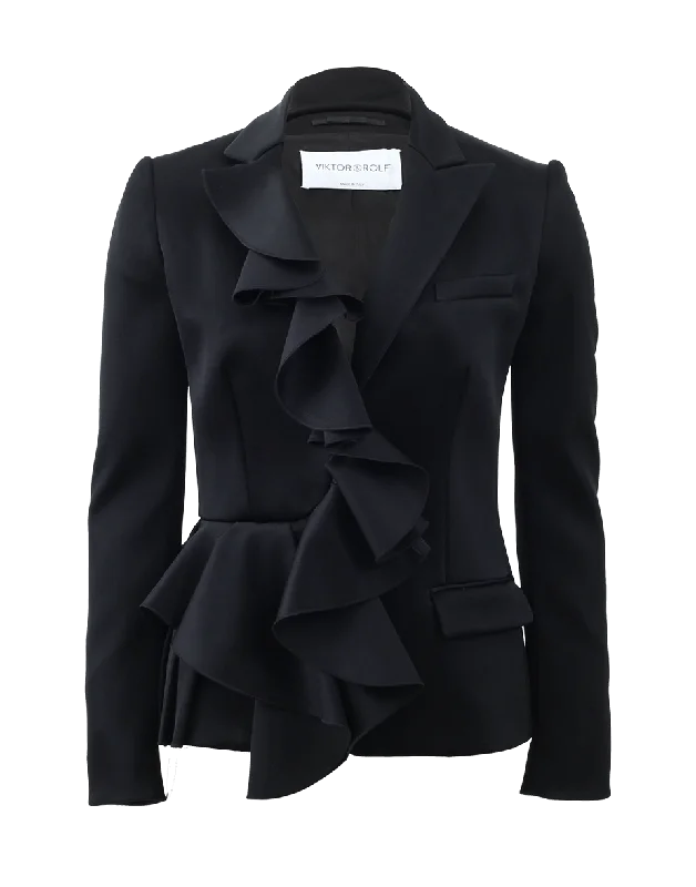 Ruffle Front Blazer