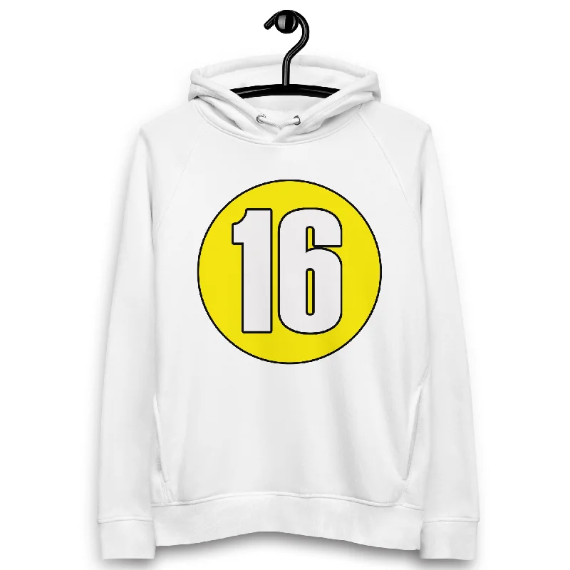 Unisex pullover hoodie: White on Yellow 16