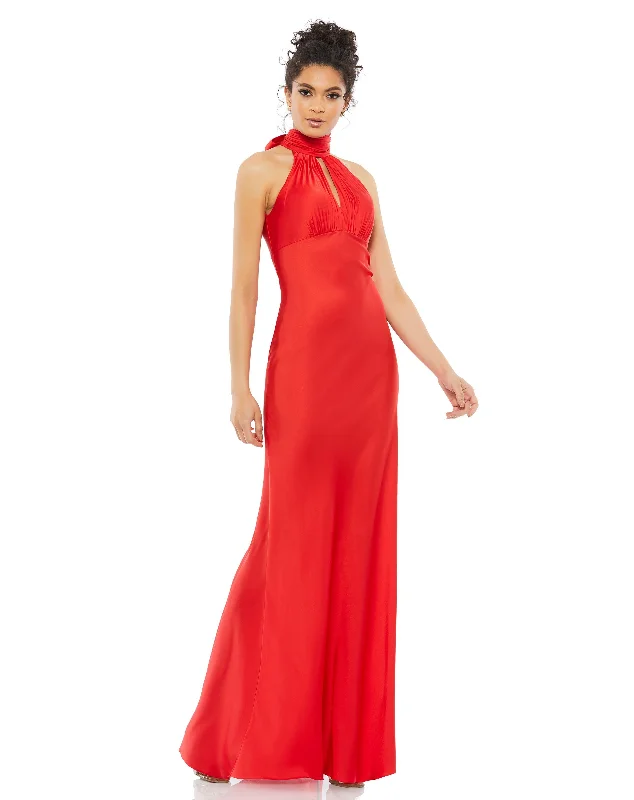 Keyhole Halter Empire Waist Gown