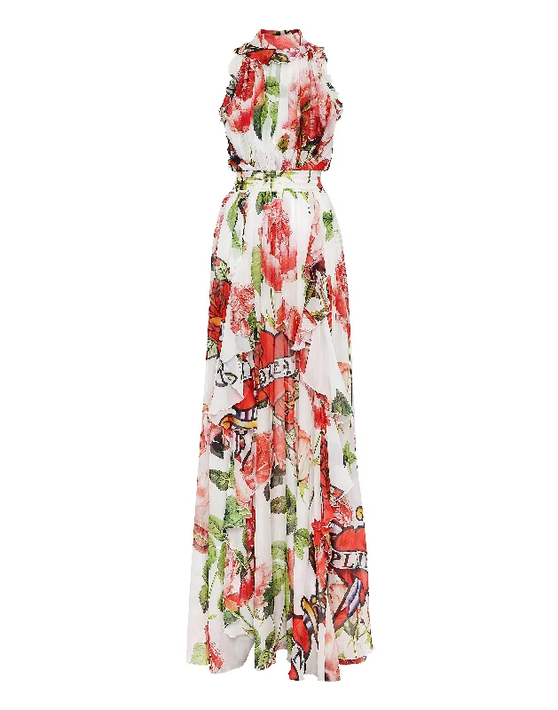 Silk Chiffon Long Dress Love