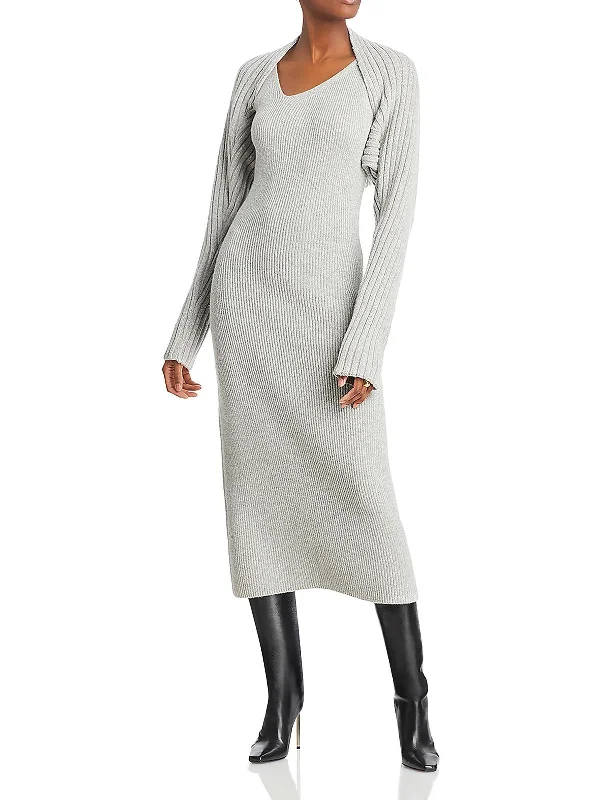 Womens Heathered Knit Sweaterdress