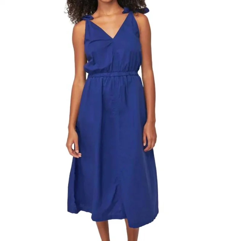 Marcela Tie Strap Midi Dress In Cobalt