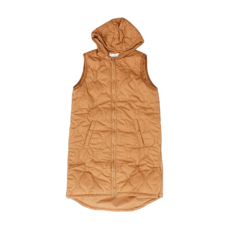 Brown Solid Puffer Vest