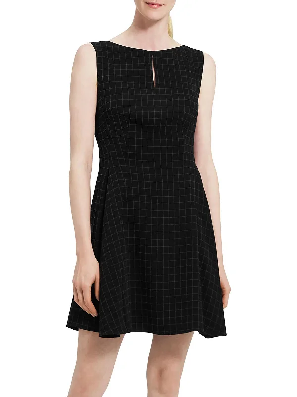 Womens Crepe Fit & Flare Dress