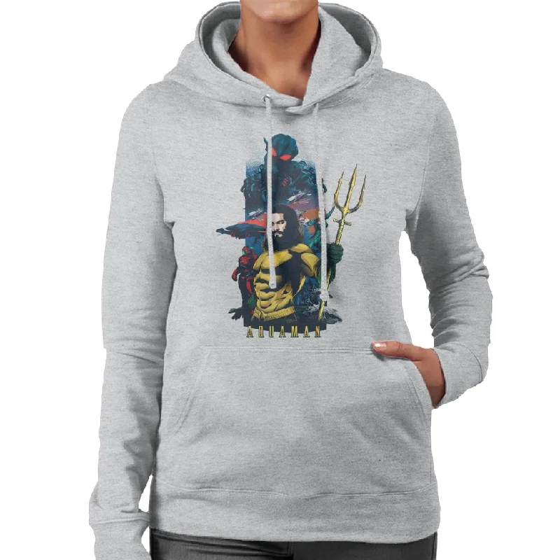 Aquaman Character Montage Poster Women's Hooded Sweatshirt