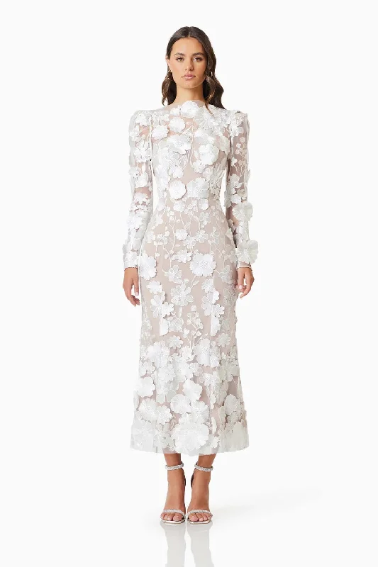 Shannon Floral Midi Dress - White