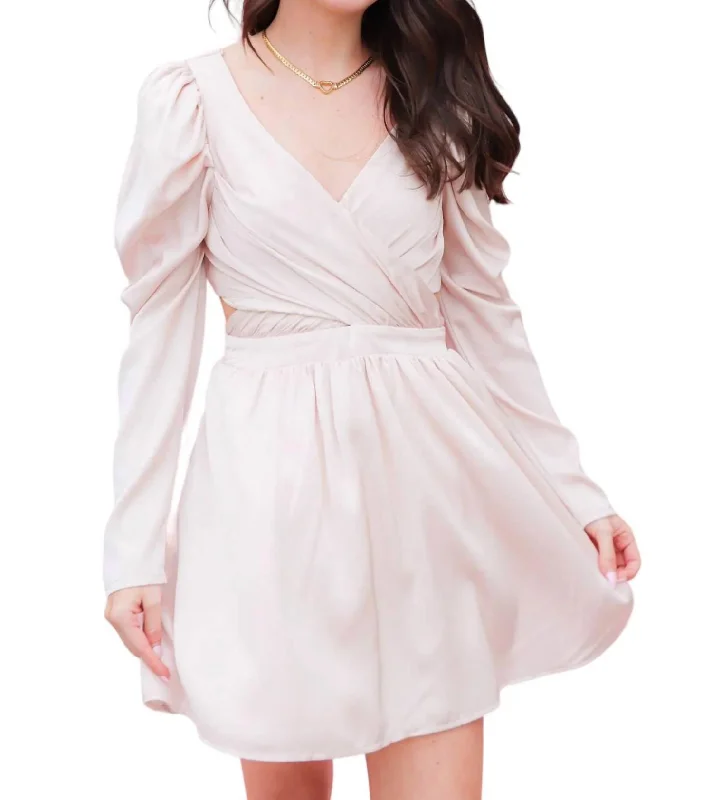 Feel The Love Wrap Dress In Light Beige