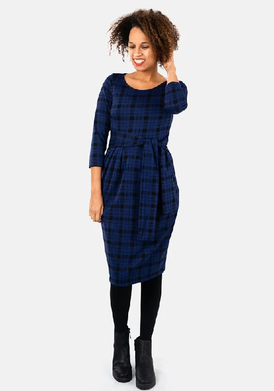 Jagger Blue & Black Check Jacquard Dress