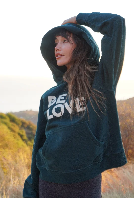 'BE LOVE' Organic Cotton French Terry Hoodie - Emerald Green