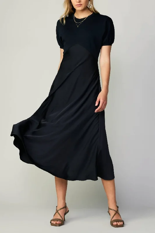 Puff Sleeve Dress In Black