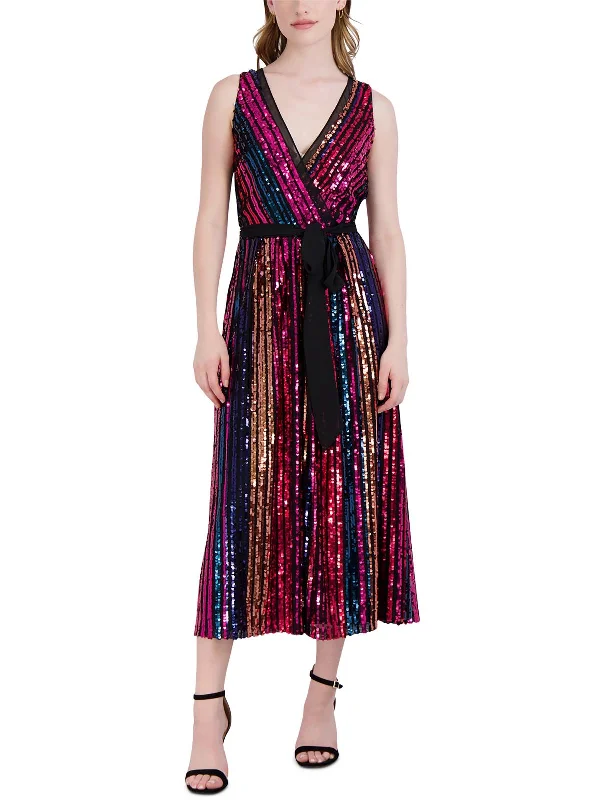 Womens Sequined Midi Cocktail And Party Dress