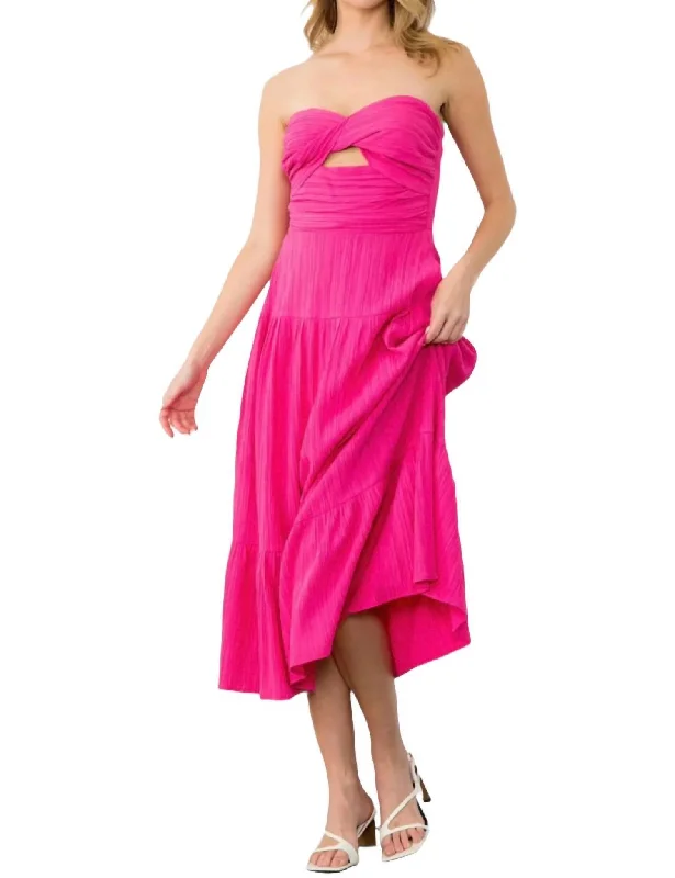 Josie Bow Twist Dress In Pink