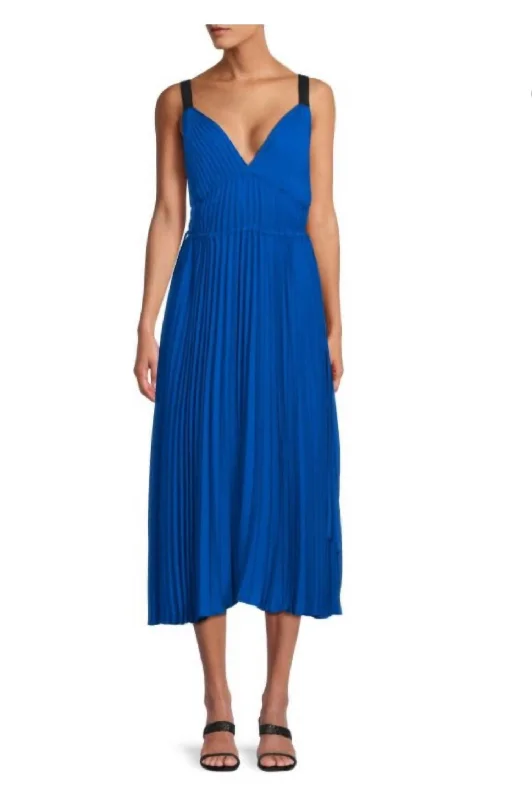 Broomstick Pleated Tank Dress In Cerulean