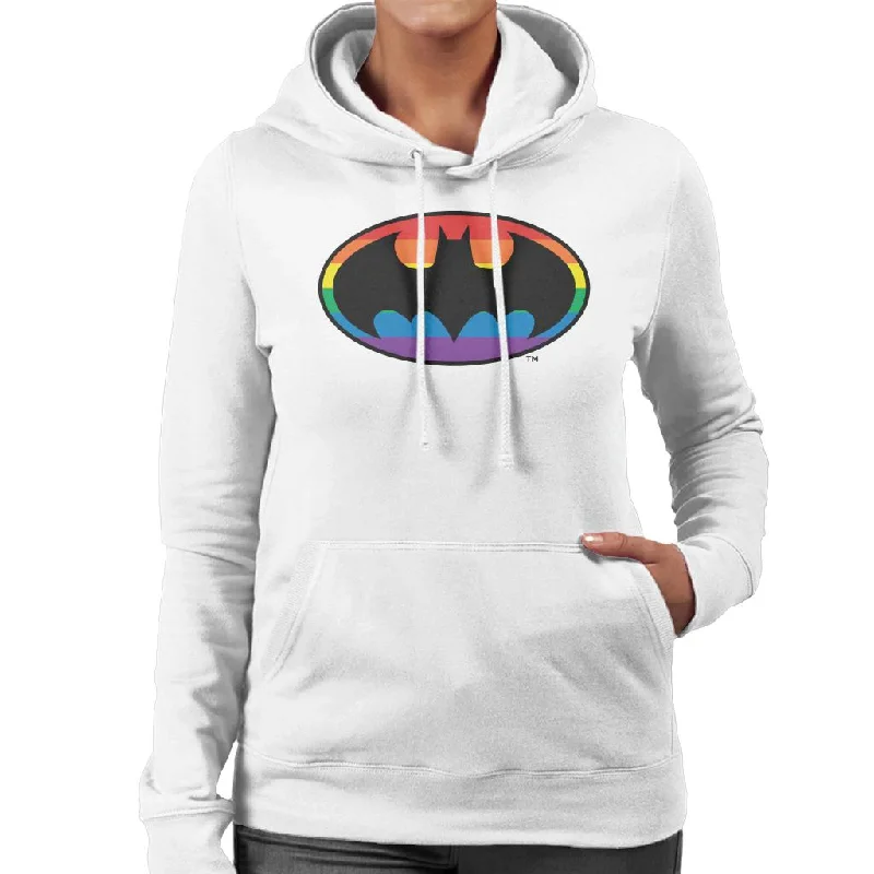 Batman Black Bat Symbol Rainbow Background Women's Hooded Sweatshirt