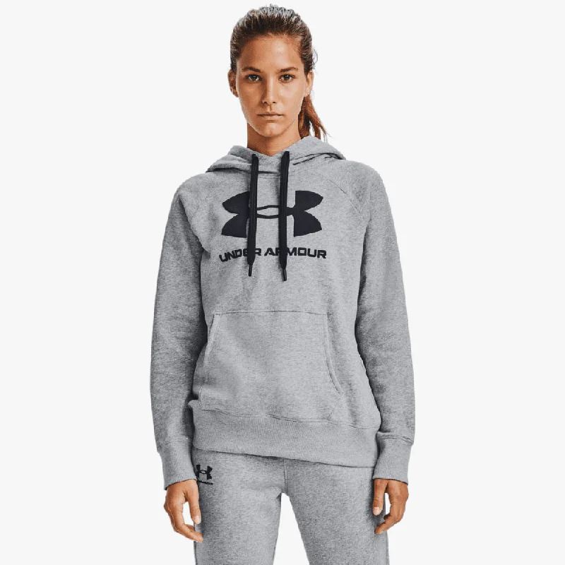 Under Armour Ladies Rival Fleece Logo Hoodie 035 Grey