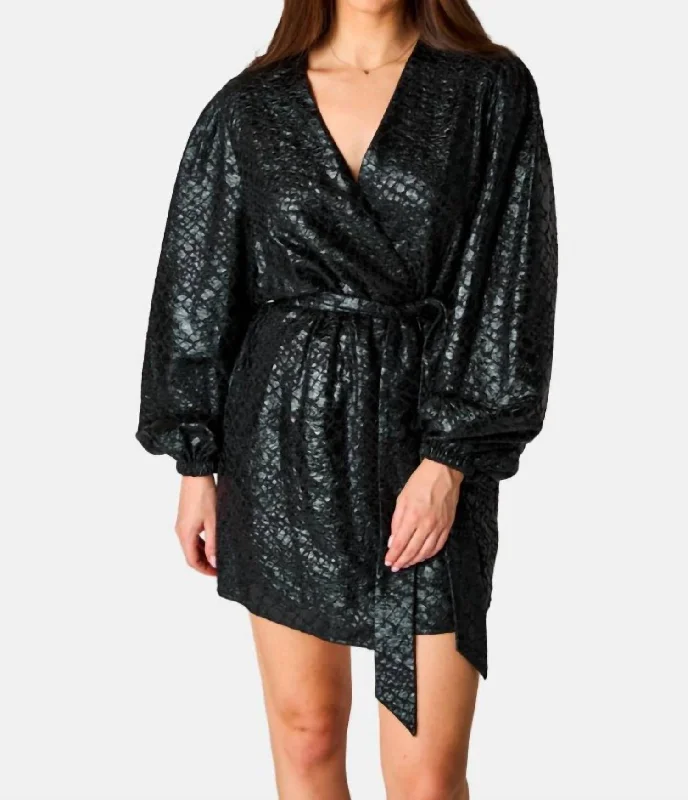 Adeline Wrap Dress In Private Jet Black