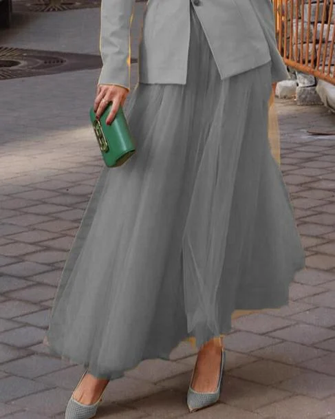 Dk Grey Layer Mesh Skirt