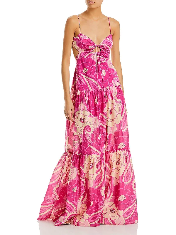 Womens Floral Print Cotton Maxi Dress