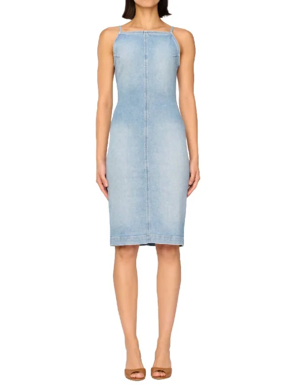 Esme Denim Apron Dress In Fountain