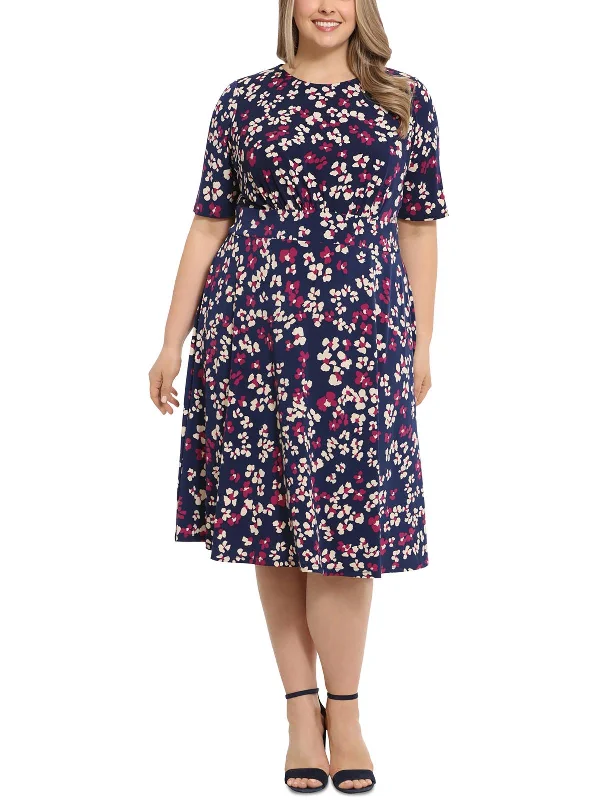 Plus Womens Printed Jersey Midi Dress