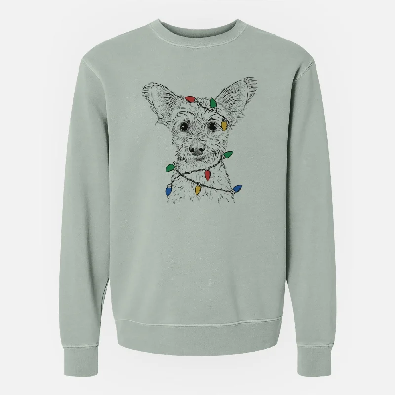 Christmas Lights Heidi the Schnauzer Mix - Unisex Pigment Dyed Crew Sweatshirt