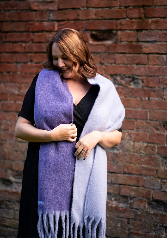 Lilac Two Tone Cosy Knitted Scarf