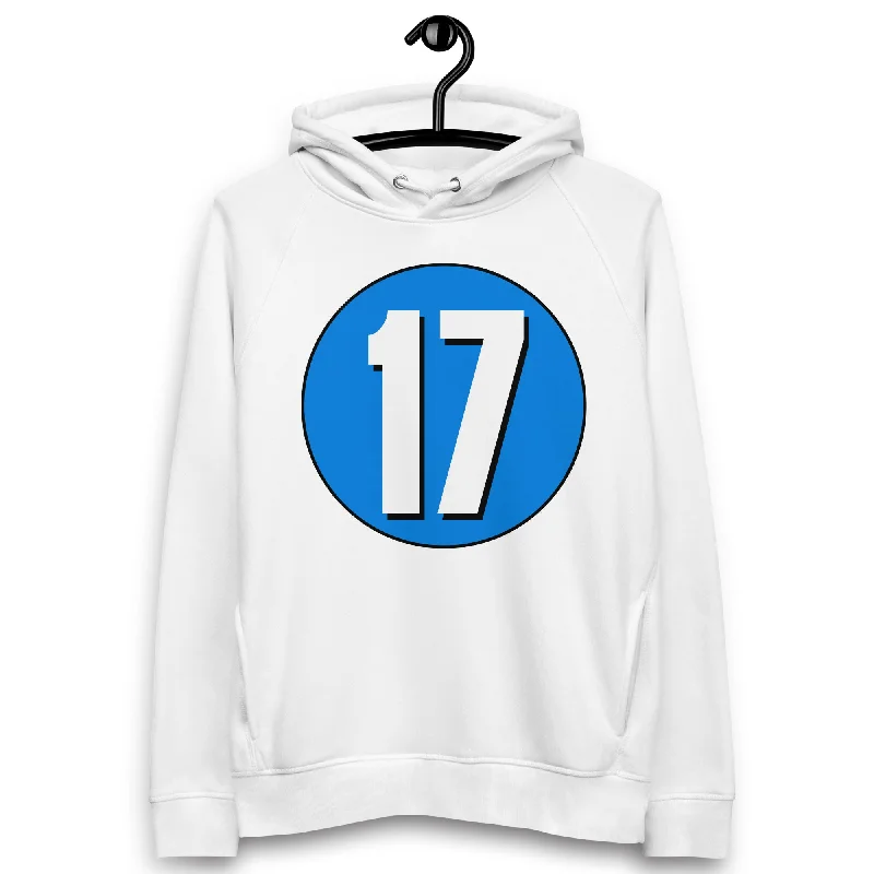 Unisex pullover hoodie: White on Blue 17