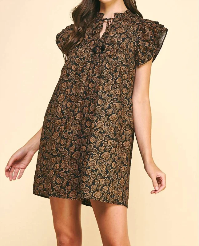 Shine Bright Dress In Brown/black