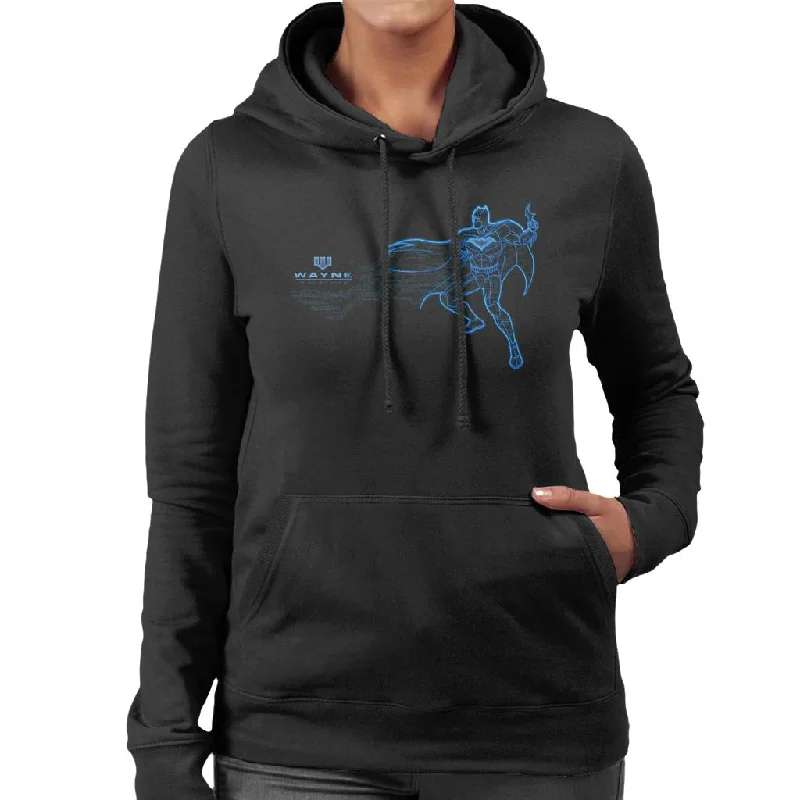 Batman Neon Blue Outline Women's Hooded Sweatshirt